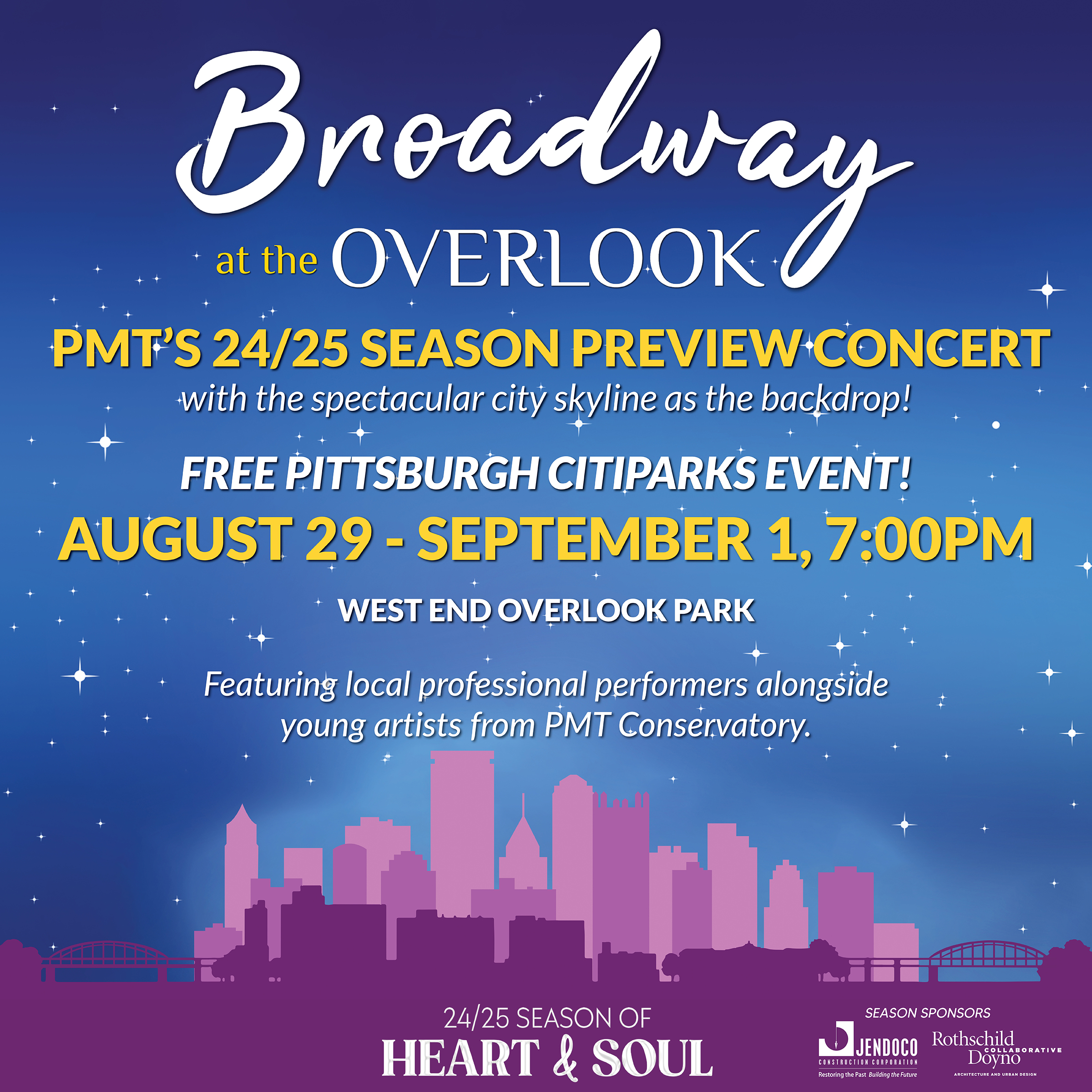 PMT's 24/25 Season Preview Concert, Broadway at the Overlook, August 29 - September 1, 2024, 7:00PM